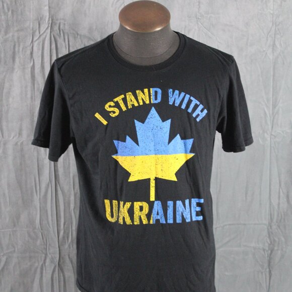 Graphic T-shirt - I Stand With Ukraine Maple Leaf Graphic - Men's Medium - Picture 3 of 7